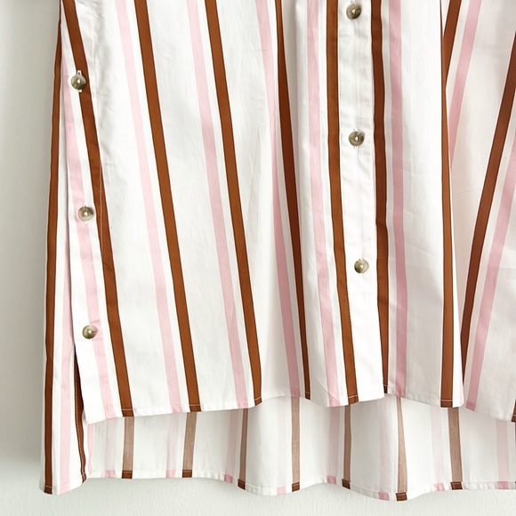 Anthropologie Boxy Buttondown Shirt Striped Coverup & Short Coord Set NWT - Picture 9 of 15